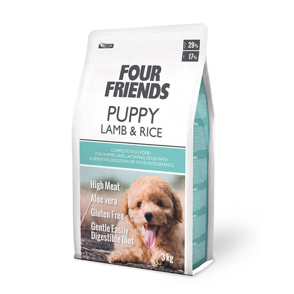 FFD_Puppy_LambRice_3kg Four Friends Puppy Lamb & Riceбезглютеновый сухой корм для щенков с бараниной, 3 кг — изображение 1