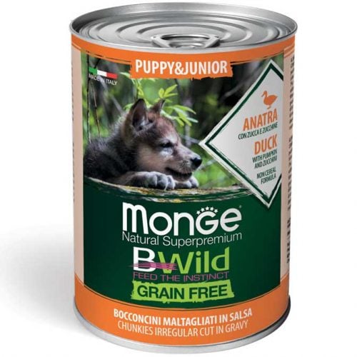 16853135216473d7f112668 Monge BWild Puppy Duck With Pumpkin And Zucchini кусочки в соусе для щенков с уткой, тыквой и цукини, 400 г — изображение 1