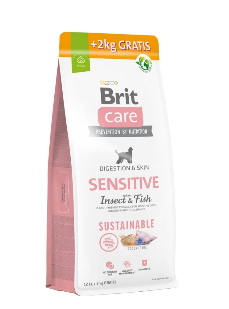 12+2kg_Sustain_Sensitive Brit Care Sustainable Sensitive Insect & Fish cухой корм для собак Насекомые, рыба, 12 +2 кг — изображение 1
