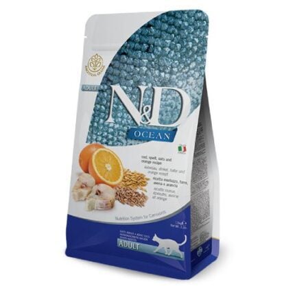 Farmina N&D Low Grain Cod & Orange низкозерновой сухой корм для взрослых кошек, 5 кг