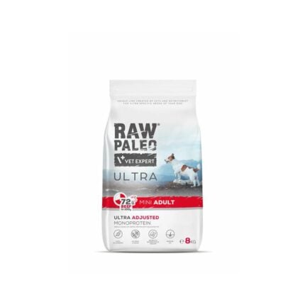 RAW Paleo Ultra Mini Adult сухой корм для мелких пород с говядиной, 8 кг